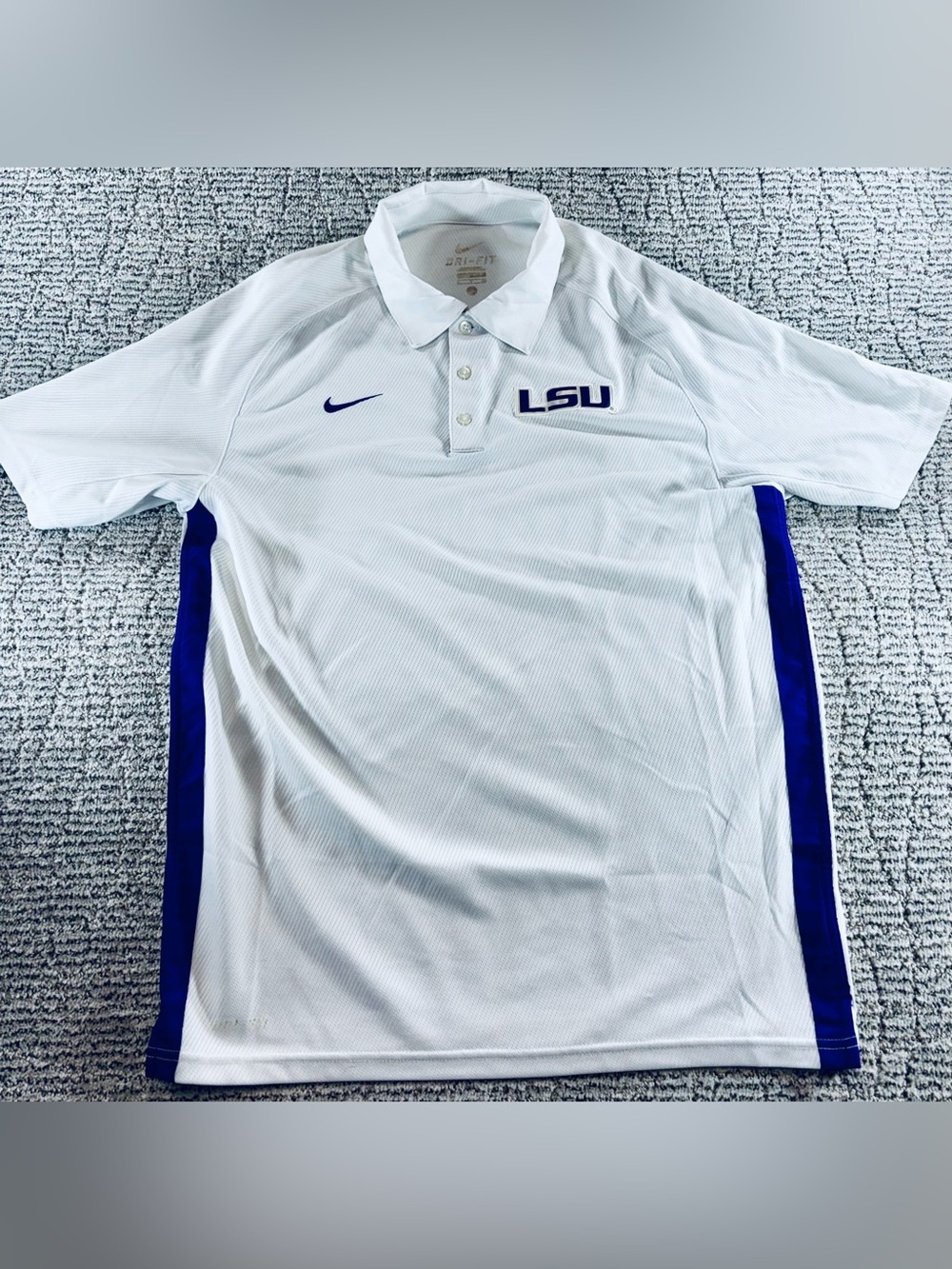 Nike Dri-Fit LSU Men’s Size Small White-Purple Polo Shirt